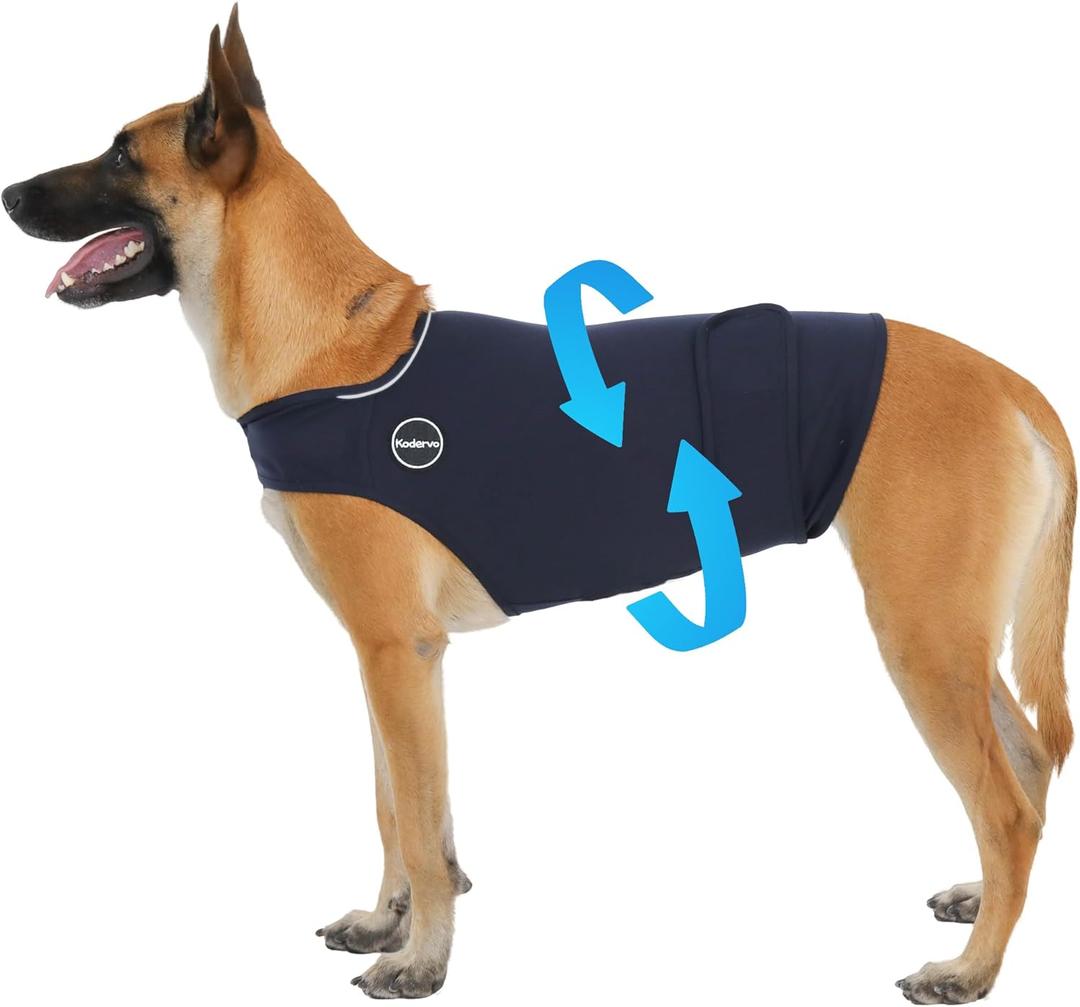 Dog Anxiety Vest, Skin-Friendly Thunder Jacket for Dogs, Dog Calming Shirt for Thunder, Fireworks, Vet Visits and Separation - Keep Pet Calm Without Medicine, Fit Large Dogs (Blue-Black)