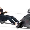 Sunny Health & Fitness Flip & Foldable Rowing Machine for Home w/Extended Slide Rail, Full-Body Workout, Low-Impact, Optional Extra Long Rail, Quiet Rail Cover, Water Motion and Free SunnyFit App
