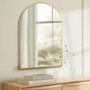 Arched Gold Bathroom Mirror,24 x 36 Inch Arch Wall Mirror with Wood Frame,Vanity Modern Tempered Glass Mirror for Bedroom,Entryway,Living Room