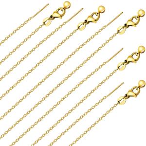 GTVOODX 10 Pack Gold Filled Necklace Chain Bulk Adjustable Stainless Steel Dainty Cable Chain for Jewelry Making with Rubber Stopper Beads