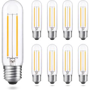 E26 LED Bulb Dimmable 25 Watt Equivalent, Warm White 2700K, 200 Lumens, Vintage 2W T10/T30 Led Tubular Bulbs, Classic Filament Edison Bulb for Pendant Lights Chandelier, 8-Pack