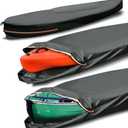 Kayak Cover 10 ft 600D Tear Resistant Trailerable Kayak Covers for Outdoor Storage, Waterproof & UV-Proof Heavy Duty Canoe Cover for Indoor/Outdoor Storage(Grey) Fit 12 13ft Kayak Storage