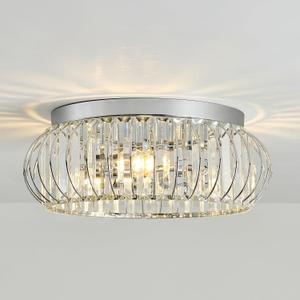 YYJLX 3 Light Flush Mount Ceiling Light Fixtures Modern Crystal Chandelier Chrome Chandelier for Hallway Bedroom Bathroom Foyer Entryway Laundry Room Kitchen., Large