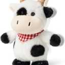 Hopearl Talking Singing Cow with Red Bib Repeats What You Say Walking Dairy Cattle Electric Interactive Animated Toy Speaking Plush Buddy Gifts for Toddlers, 9''
