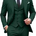 Mens Suit Slim Fit 3 Piece Double Breasted Suit Men Formal Tuxedo Set Casual Wedding Prom Groom Suits (Large, Dark Green)