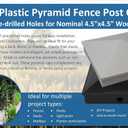 Nominal 4.5" x4.5" Plastic Pyramid Vinyl Fence Post Cap with Pre-Drilled Hole Black or White Multiple Quantities (8, Black)