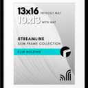Americanflat 13x16 Picture Frame with Polished Plexiglass - Use as 10x13 Frame with Mat or Display 13x16 Photo Without Mat - Streamline Collection - Thin Border Picture Frames for Wall - Black