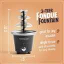 Nostalgia 3 Tier Electric Chocolate Fondue Fountain Machine for Parties - Melts Cheese, Queso, Candy, and Liqueur - Dip Strawberries, Apple Wedges, Vegetables, and More - 24-Ounce - Black, Small