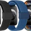 OWKEY Braided Solo Loop Compatible with Kids Apple Watch Band, Stretchy Breathable Strap with Easy Buckle for iWatch Series 9 8 7 6 5 4 3 SE SE2 Girls Boys Small Wrists (Black/Blue/Jeans), Size: 38/40/41mm
