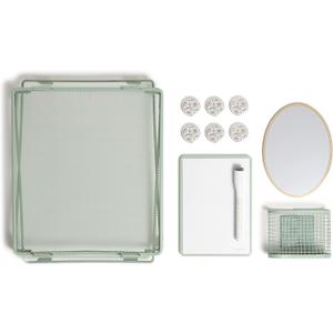 U Brands Urban Garden Locker Accessory Kit, with Magnets, Mirror, Whiteboard, Marker, Organizer, Shelf (Green)