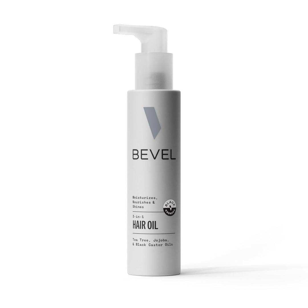 Bevel Essentials 3-in-1 Hair & Scalp Styling Oil for Curly Hair with Tea Tree Oil, Jojoba Oil, and Jamaican Black Castor Oil, 3.4 fl oz 