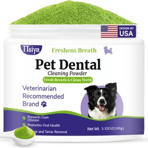 Dog Teeth Cleaning Powder  Dental Care Powder with Probiotics for Plaque & Tartar Removal, Freshens Bad Breath, Safe for Small, Medium & Large Dogs 100g