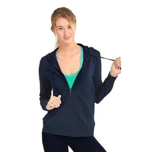 Teejoy Women's Thin Cotton Zip Up Hoodie Jacket (L, Navy)