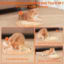 Cat Scratch Pad with Ball Track and Spring Toy, Wooden Cat Scratcher with Sisal Scratching Mat, Ball Track System and 3 Replacement Toy for Cats Scratching,Chasing and Playing (Nature Wood)