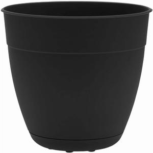 Bloem Dayton Planter with Saucer: 12" - Black - 100% Recycled Plastic Pot, Removable Saucer, Elevated Feet, for Indoor and Outdoor Use, Gardening, 3 Gallon Capacity