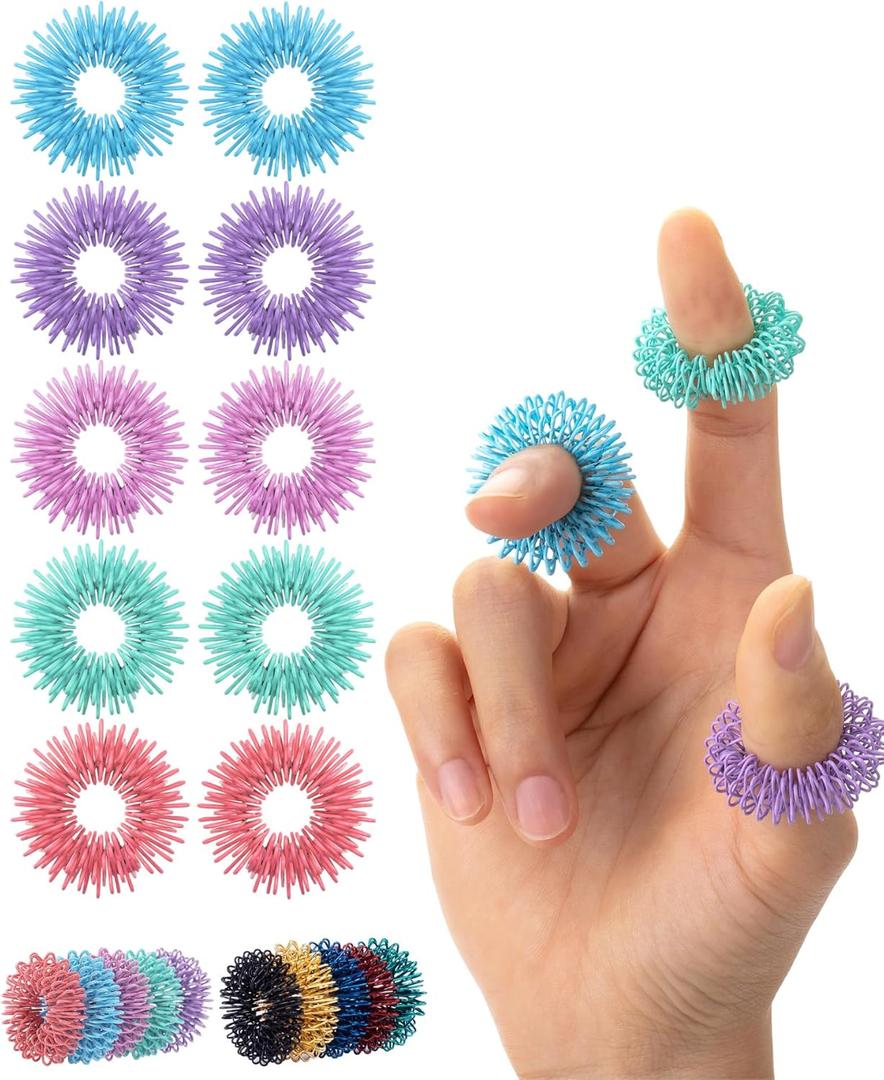 Mr. Pen Spiky Sensory Rings, 10 Pack, Pastel Colors, Stress Relief Fidget Sensory Toys, Fidget Rings, Fidget Ring for Anxiety, Stress Relief Rings, Massager for Fidget ADHD Autism