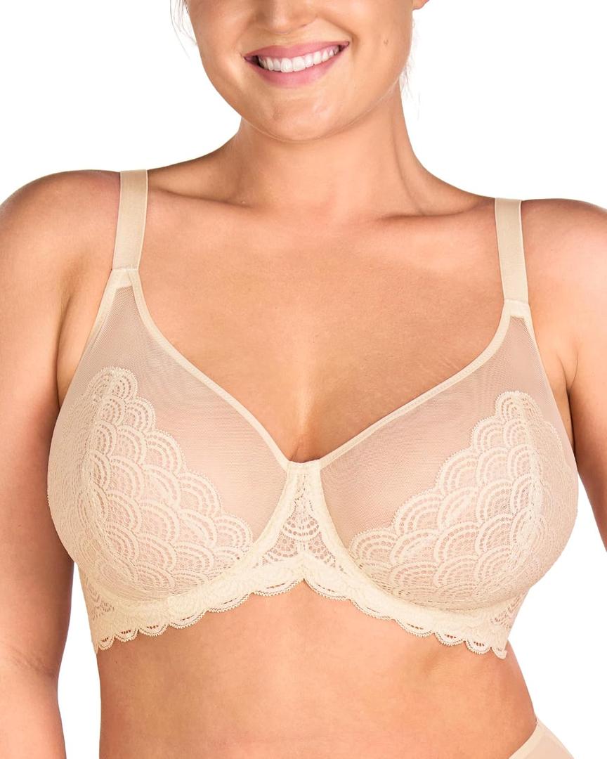 HSIA Minimizer Bras for Women Large Bust Full Coverage Lace Plus Size Bra - Mermaid Scales, 40G