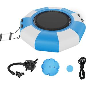 VEVOR Inflatable Water Bouncer, 6.5ft Recreational Water Trampoline, Portable Bounce Swim Platform with 3-Step Ladder & Electric Air Pump, Lake, Water Sports,Kids Adults Floating Rebounder for Pool