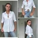 HOTOUCH Button Down Shirts for Women Long Sleeve Stretch Dress Shirts Wrinkle-Free Work Blouses Slim Fit Office Tops (White, XL)