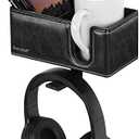 Aurynns Desk Cup Holder Clip on Pen Holder Headphone Hanger Headset Stand Rotatable Clamp Hook Under Desk (Black)