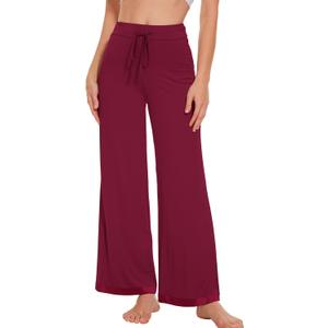 WiWi Pajama Pants for Women Bamboo Viscose Super Soft Bottoms Plus Size Cooling Wide Leg Casual Lounge Yoga Sweatpants S-4X (Large)
