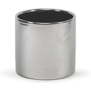 WGVI Silver Ceramic Cylinder Vase Width 5.5" Height 5", Flower Arrangements, Candle Holder, Terrarium Planter Pot, Storage Container Organizer, Pen Brush Holder, Smooth Silver Tabletop Decor, 1 Pc