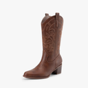 DREAM PAIRS Cowboy Boots for Women Cowgirl Western Boots Fashion Embroidery Stitched Chunky Heel Mid Calf Boots, 8.5