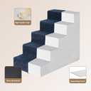 EHEYCIGA Dog Stairs for High Bed 22.5" H, 5-Step Dog Steps for Bed, Pet Steps for Small Dogs and Cats, Non-Slip Balanced Pet Ramp Indoor, Navy Blue