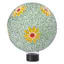 Gazing Ball 8 Inch Flower Glass Mosaic Garden Globe Outdoor Gazing Globe Yard Ornament for Garden Yard Home Lawn Outdoor Decoration Gift for Women (Not Solar Powered)