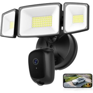 Onforu Floodlight Camera Outdoor, 5500-Lumen 2K HD Smart Security Flood Light Surveillance Cam Wired, Custom Motion Detection Zones & Light Alerts, Color Night Vision, 2-Way Audio, 24/7 Record (Black)