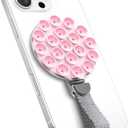MagSuction Grip Magnetic Phone Grip Holder for MagSafe, Silicone Suction Phone Mount, Adjustable Kickstand with Finger Loop, Compatible with iPhone 17/16/15/14/13/12 Series (Silver&Pink)