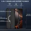 2 x SunStory Magnetic for iPhone 16 Pro Case with HD Screen Protector, Compatible with MagSafe, 3-Layer Heavy Duty Full-Body Cover, 3 in 1 Hybrid Protective Case for iPhone 16 Pro 6.3",Black