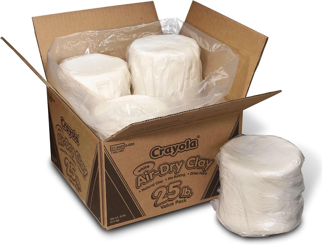 Crayola Air Dry Clay for Kids - White, Modeling Clay for Kids, Arts & Crafts, School Supplies, Teacher Classroom Must Have, 25lb (25lb Value Pack)