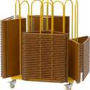 Upgraded Hanger Organizer Stacker Rack with Lockable Brake Wheels
4-In-1 Metal Clothes Hanger Stand with Wider Spacing to Fully Utilize 4 Sides, for Closet Laundry Garment Shops, Gold