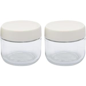 Coffee Canister Travel Jar, Mini Airtight Glass Food Storage Container Holds 220g/280ml, Keep Fresh and Dry for Coffee Bean Nuts Sugar, White Set of 2