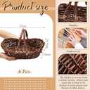 Sintuff 6 Pcs Wicker Picnic Basket with Handle Garden Harvest Empty Easter Eggs and Candy Basket Oval Willow Woven Storage for Organizing, Fruit Egg Storage Gathering Wedding Gifts(Dark Brown)