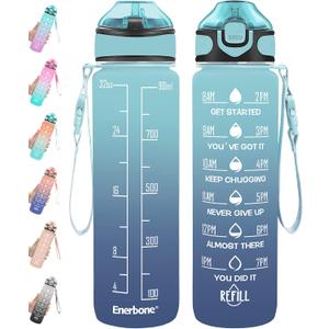 25 oz Drinking Water Bottle with Times to Drink and Straw, Motivational with Carrying Strap, Leakproof BPA & Toxic Free, Ensure You Drink Enough Water for Fitness Gym Outdoor