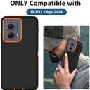 for Motorola Edge 2024 Case, with 2 Screen Protector Heavy Duty Drop Protection,Full Body 3 in 1 Rugged Shockproof Dust-Proof Tough Protective Phone Cover for Moto Edge 2024 (Orange)