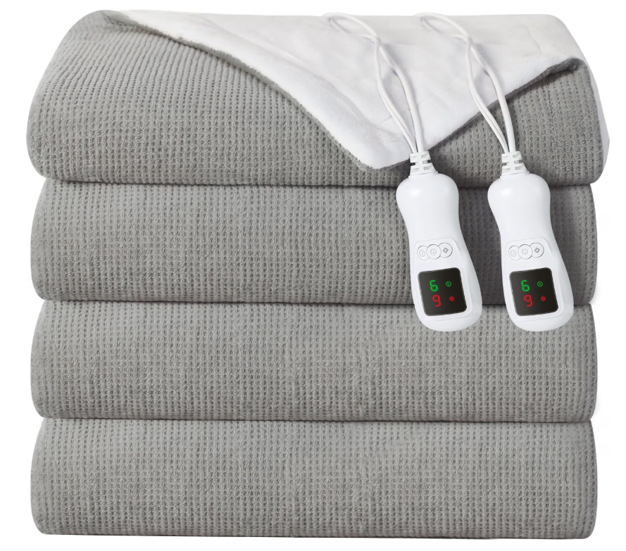 Electric Heated Blanket, Queen Size, Gray Washable Heated Blanket with Dual Controls, Super Cozy Soft Fabric, 84" x 90", 9 Heat Levels, 1–9H Auto-Off, ETL Certified