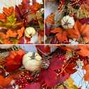 Fall Wreaths for Front Door,24 Inch Autumn Large Pumbkin Wreath with Berry,Maple Leaves and Pine Cone,Thanksgiving Harvest Festival Wreaths Indoor and Outdoor Wall, Window,Home Door Decor
