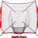 7'x7' Baseball Softball Practice Net with Strike Zone Target Red
