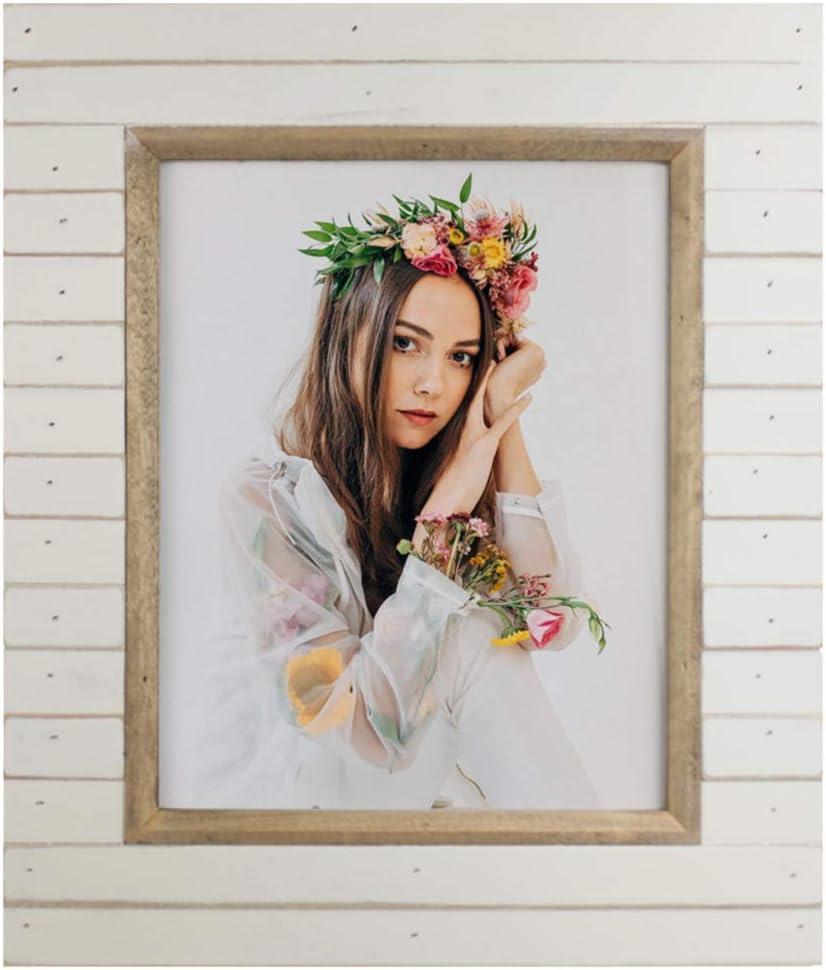 8x10 Wooden Picture Frame Rustic Distressed White Photo Frame with Glass Cover Ready to Table Top and Wall Mounting