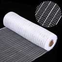 Shappy 2 Roll Poly Burlap Mesh 10 in x 30 ft Metallic Poly Mesh Roll with Ribbon Stripe for New Year Wreaths Xmas Tree Decor Wrapping Craft Ribbon (Metallic Foil White and Silver, Silver and White)