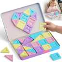 Mini Magnetic Tiles Girls Travel Set: 40 PCS Macaron Building Block with Tin Box - 90 Mins Quiet Play 45s Cleanup - Fly Trip Road Trip Toys for Kids Age 3 4 5 6
