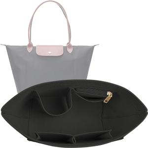 Lckaey Purse Organizer Insert for Le Pliage Handbags Insert Organizer- Felt Organizer 1012black2-M
