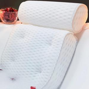 AEROiVi Luxury Bath Pillows for TubBath Pillow Bathtub Pillows for Head and Neck Support Bath Cushion Made from Soft Spacer Mesh Material with Suction Cups (White)