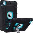 ULAK Case for iPad mini 1 2 3, Three Layer Heavy Duty Shockproof Protective Case with Kickstand for iPad mini 2 Case 1st 2nd 3rd Generation (Aqua Blue/Black)