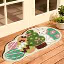 Ashler Easter Bathroom Rug, Egg and Bunny Soft Tufted Absorbent Bath Mat for Easter Decor, Green Area Rugs for Front Door, Living Room Bedroom, Kitchen, 23.5x45IN