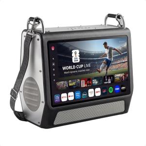 Portable TV 15.6 Inch 1080P Smart TV with 60W Speakers, Built-in 12+ Hrs Battery Outdoor TV, Rechargeable Camping TV with ATSC, HDMI, WiFi, Android Apps for Camping, RV, Patio (Inches, 15.6)