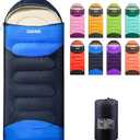 Lightweight Sleeping Bag for Adults, 3-Season Waterproof Backpacking Sleeping Bags with Compression Sack, Comfort Temp 50–68°F, Portable Camping Essential Gear for Travel, Hiking, Outdoor, Indoor